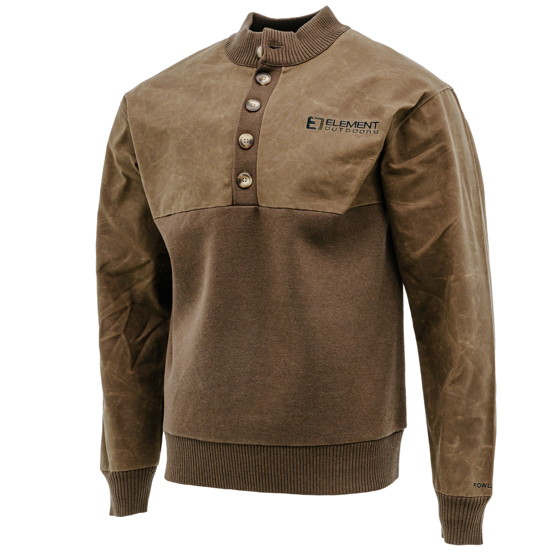 FOWLTEC Waxed Cotton 5-Button Henley Knit Sweater