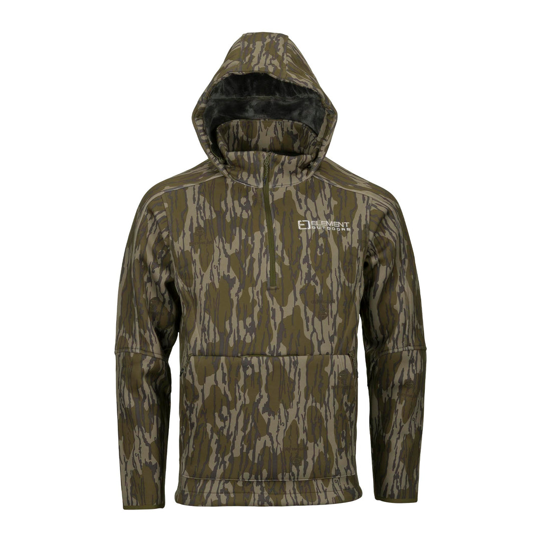 Peak 1/4 Zip Jacket Product Photo with hood up#color_original-bottomland