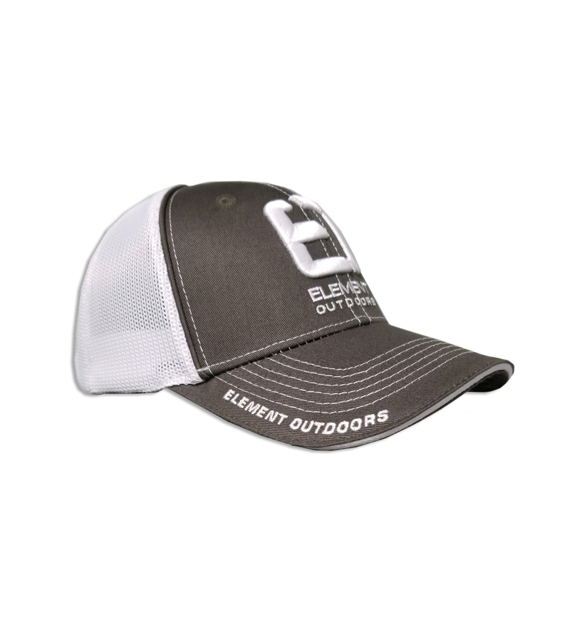 Hat, white logo, meshback, grey, side View