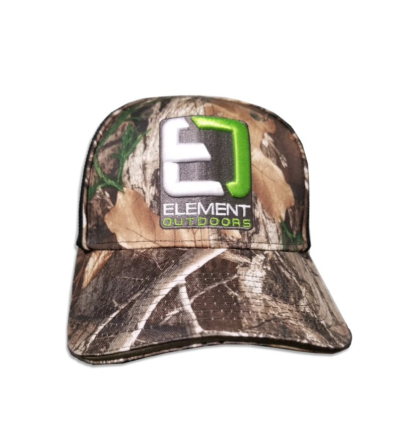 Hat, Green&white logo, Black meshback, Realtree Edge Camo