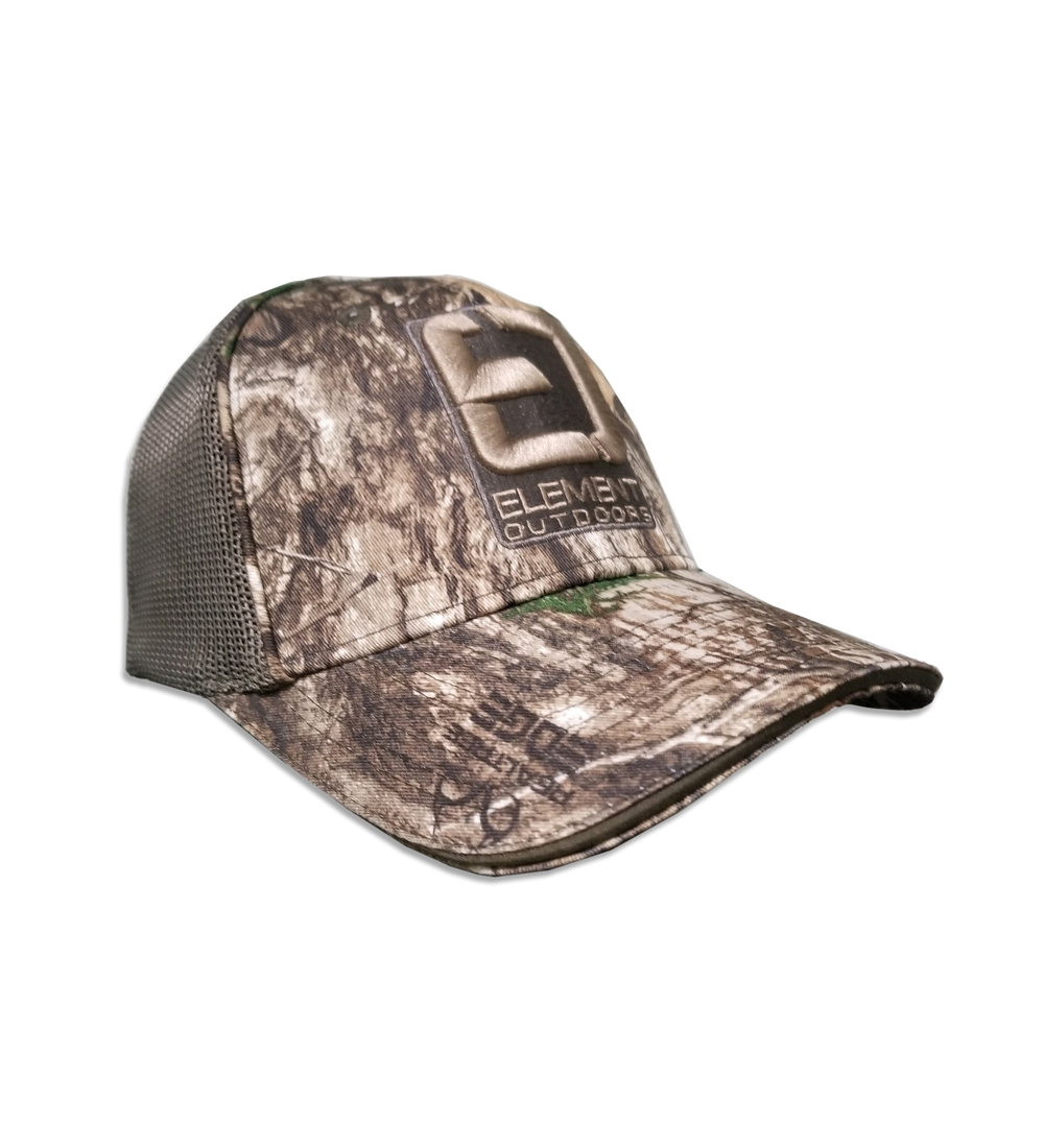 Hat, meshback, Grey logo, Realtree Edge Camo, Side View